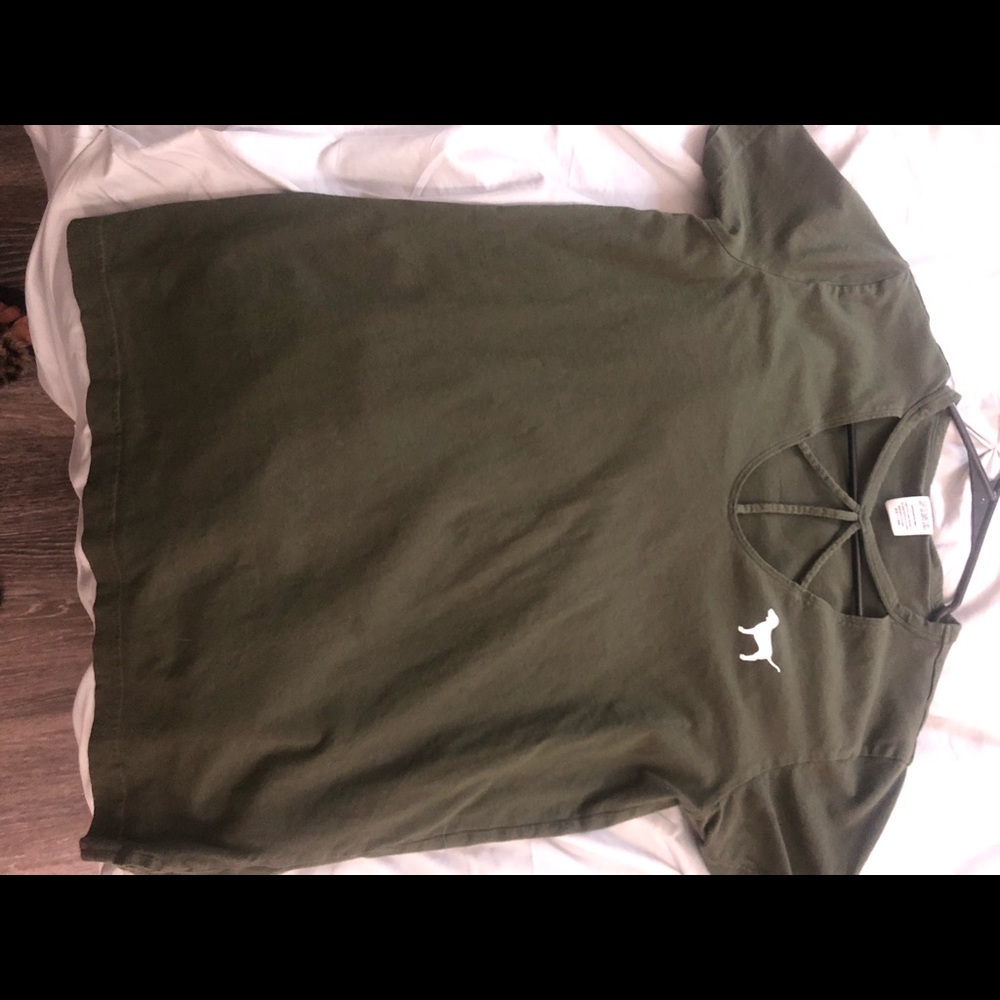 Like new army green Victoria’s Secret pink tee